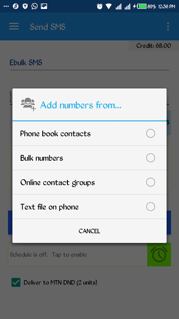 "Add Numbers" option